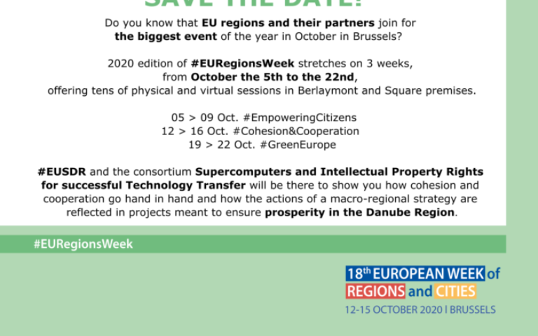 Save the date! #EUSDR at the #EURegionsWeek, Oct 12th -16th
